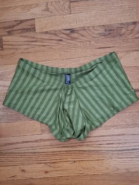 Vintage Male Power Olive Green Striped Underwear_1